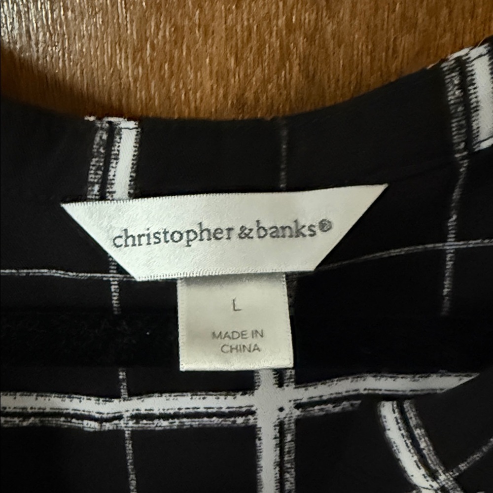 Christopher & Banks Black & White Grid Blouse